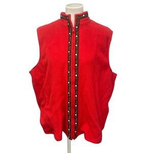 Simply Susan Womens 1X 100% Polyester Sleeveless Full Zip Sweater Vest